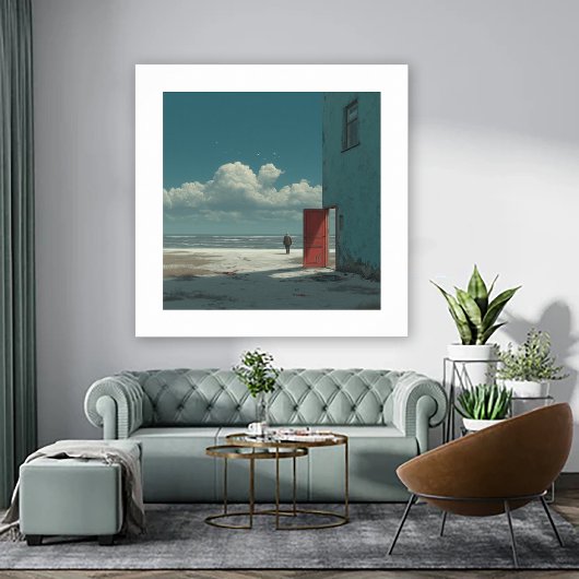 Ocean View - A Man Stands Staring at Ocean Poster