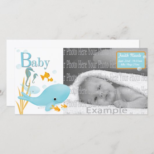 Ocean View Baby Foto Annoucement Ankündigung (Vorne/Hinten)