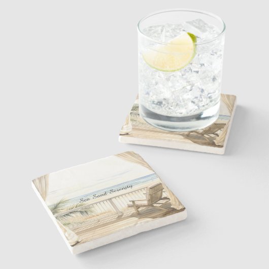 Ocean View Beach Serenity Steinuntersetzer (Seitenansicht)