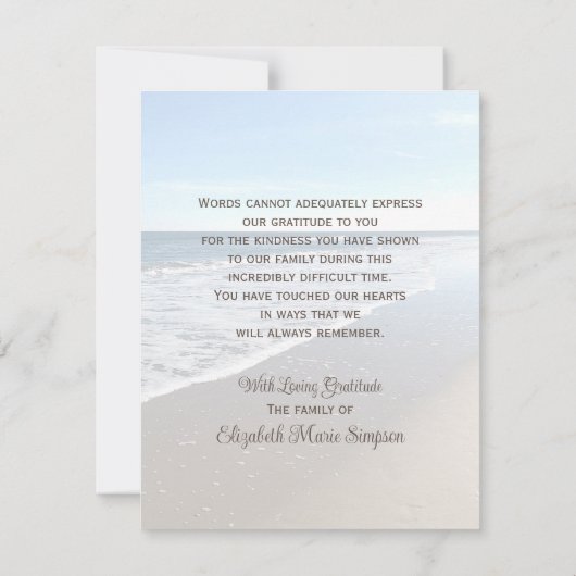 Ocean View Beileid Danke Karte (Rückseite)