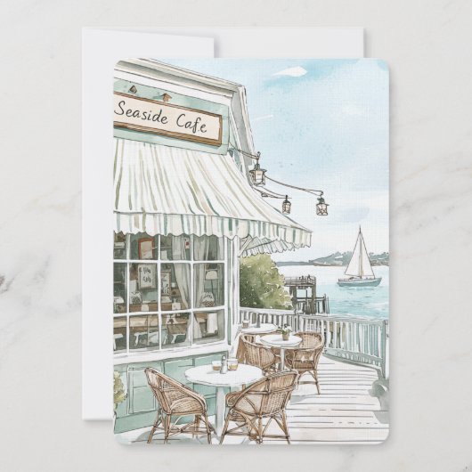 Ocean View Café Brautparty Einladung (Rückseite)