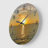 Ocean View Sunset Große Wanduhr (Winkel)