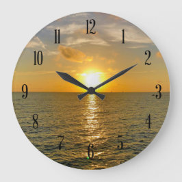 Ocean View Sunset Große Wanduhr