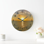 Ocean View Sunset Große Wanduhr (Zuhause)