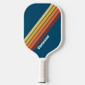 Ocean Vintage Vibe Striped with Name Pickleball Schläger (Rückseite)