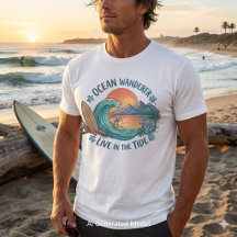 Ocean Wanderer Surf Grafik T-Shirt - Lebe in der G