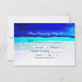 Ocean Water Blue Beachy Wedding RSVP Karte