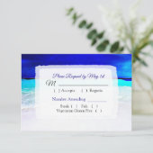 Ocean Water Blue Beachy Wedding RSVP Karte (Stehend Vorderseite)