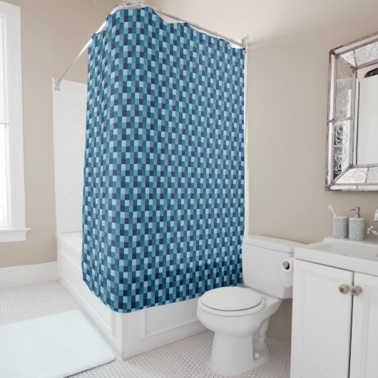 Ocean Water Blue Checkered Dusche Vorhang (Beispiel)