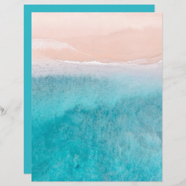 Ocean Watercolor Abstrakt Scrapbook 8.5x11 Paper (Vorne/Hinten)