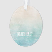 Ocean Watercolor BEACH BABY Sand Reisen Ornament (Vorderseite)