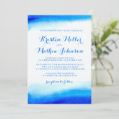 Ocean Watercolor Blue Wedding Einladung (Stehend Vorderseite)