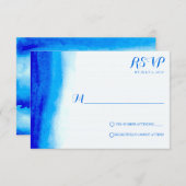 Ocean Watercolor Blue Wedding RSVP Cards (Vorne/Hinten)