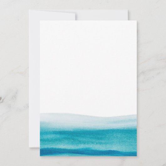 Ocean Watercolor Gold Script Beach Brautparty Einladung (Rückseite)