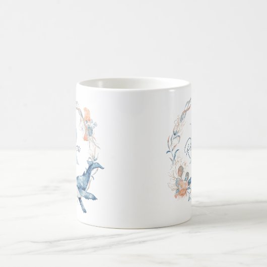 Ocean Watercolor Personalized Monogram Wreath Kaffeetasse (Mittel)