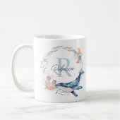 Ocean Watercolor Personalized Monogram Wreath Kaffeetasse (Links)
