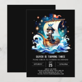 Ocean Watercolor Pirate Einladung (Vorne/Hinten)
