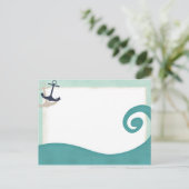 Ocean Wave Achors Nautic Post Card Postkarte (Stehend Vorderseite)
