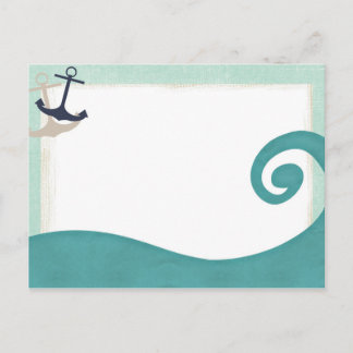 Ocean Wave Achors Nautic Post Card Postkarte