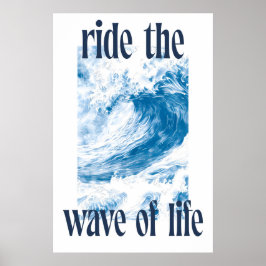 Ocean Wave Art Print Indigo Hokusai Style Surf Poster