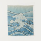 Ocean Wave Art Print – Japanese Woodblock Style Wandteppich (Vorderseite)