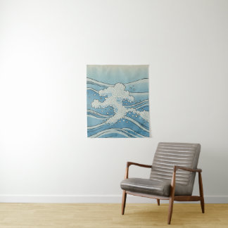 Ocean Wave Art Print – Japanese Woodblock Style Wandteppich