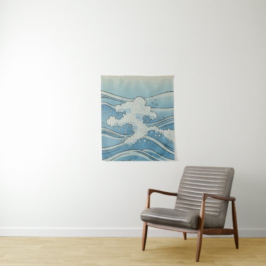 Ocean Wave Art Print – Japanese Woodblock Style Wandteppich (Beispiel)