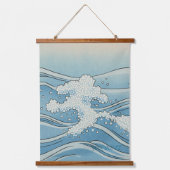Ocean Wave Art Print – Japanese Woodblock Style Wandteppich Mit Holzrahmen (Vorderseite)