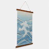 Ocean Wave Art Print – Japanese Woodblock Style Wandteppich Mit Holzrahmen (Gewinkelt)