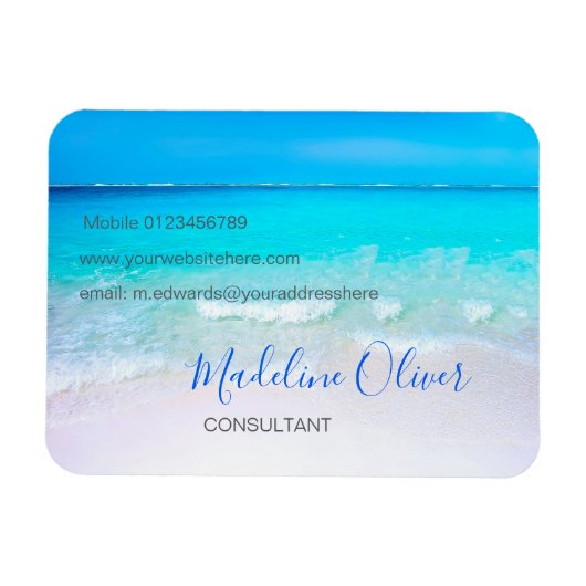 Ocean Wave Beach Blue Scene Moderne Magnet (Horizontal)