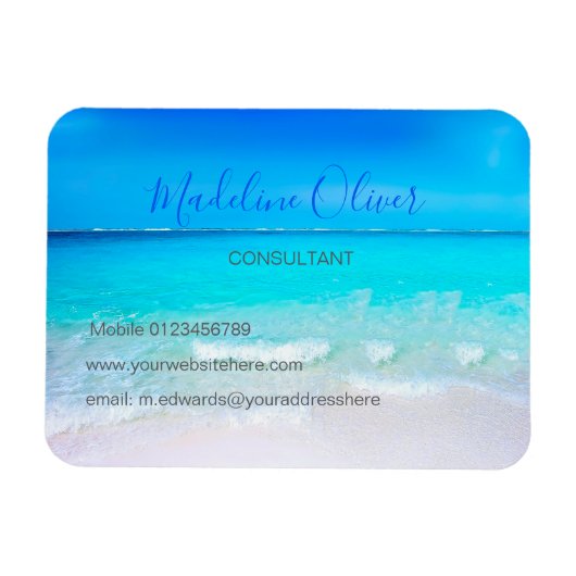 Ocean Wave Beach Blue Scene Moderne Magnet (Horizontal)