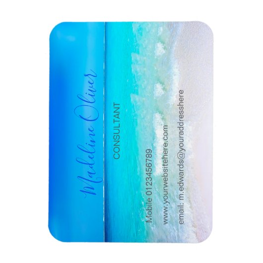 Ocean Wave Beach Blue Scene Moderne Magnet (Vertikal)