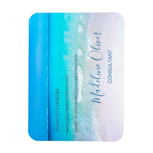 Ocean Wave Beach Blue Scene Moderne Magnet (Vertikal)