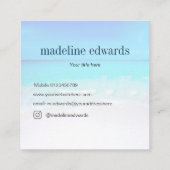 Ocean Wave Beach Blue Scene Moderne Monogram Squar Quadratische Visitenkarte (Rückseite)