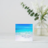 Ocean Wave Beach Blue Scene Moderne Monogram Squar Quadratische Visitenkarte (Stehend Vorderseite)