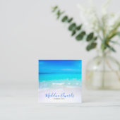 Ocean Wave Beach Blue Scene Moderne Monogram Squar Quadratische Visitenkarte (Stehend Vorderseite)