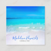 Ocean Wave Beach Blue Scene Moderne Monogram Squar Quadratische Visitenkarte (Vorderseite)