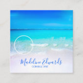 Ocean Wave Beach Blue Scene Modernes Foto Quadratische Visitenkarte (Vorderseite)