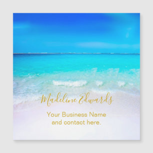 Ocean Wave Beach Gold Magnet Business Card