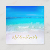 Ocean Wave Beach Scene Gold Moderne Monogram Squar Quadratische Visitenkarte (Vorderseite)