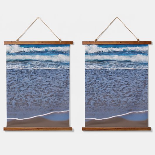 Ocean Wave Beach Shoreline Wandteppich Mit Holzrahmen (Doppelt)