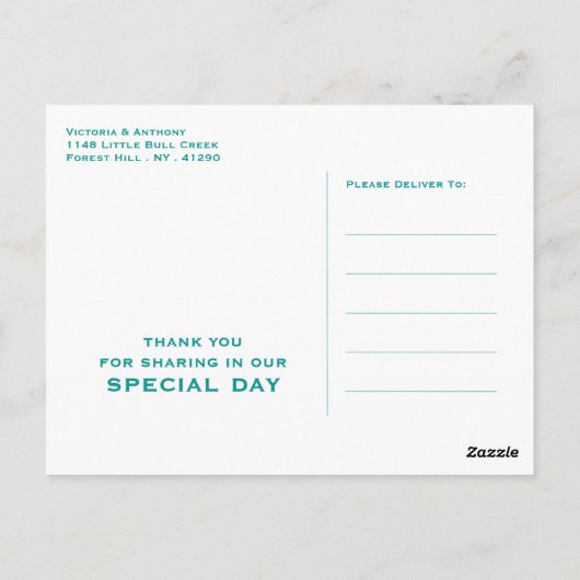 Ocean Wave, Beach Wedding Danke Postkarte (Rückseite)