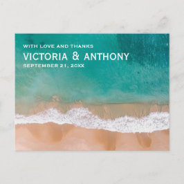 Ocean Wave, Beach Wedding Danke Postkarte