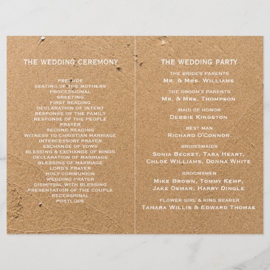 Ocean Wave, Beach Wedding Program (Rückseite)