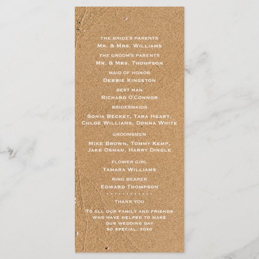Ocean Wave, Beach Wedding Program Programm (Rückseite)