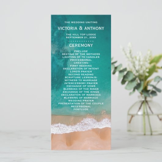 Ocean Wave, Beach Wedding Program Programm (Stehend Vorderseite)