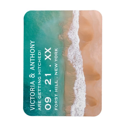 Ocean Wave, Beach Wedding Save the Date Magnet (Vertikal)