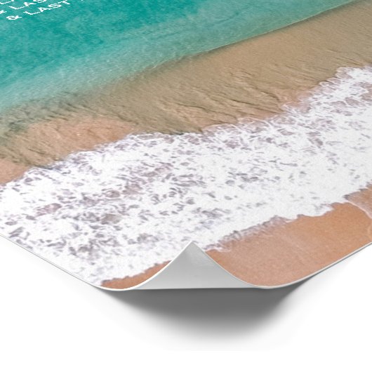Ocean Wave, Beach Wedding Table Plan Poster (Ecke)