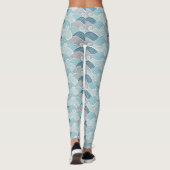 Ocean Wave Blue Grey Leggings (Rückseite)
