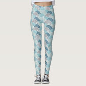 Ocean Wave Blue Grey Leggings (Vorderseite)